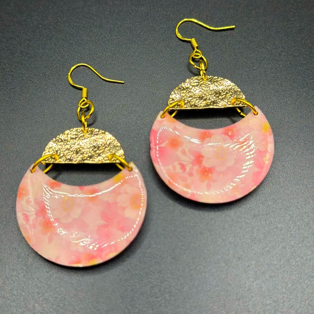 Handmade Pink Floral Earrings